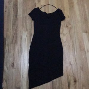 Kookai asymmetrical black mini dress scoop back 1